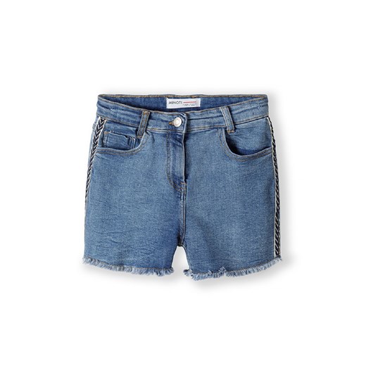Jeansowe krótkie spodenki z lamówkami dla dziewczynki ze sklepu 5.10.15 w kategorii Spodenki dziewczęce - zdjęcie 169718215