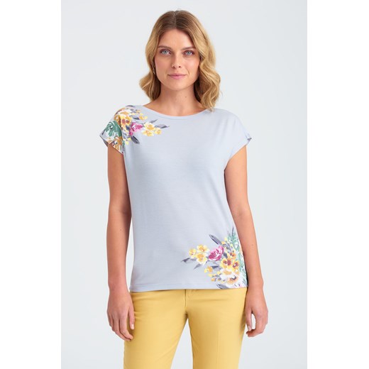 T-shirt damski w kwiaty bękitny ze sklepu 5.10.15 w kategorii Bluzki damskie - zdjęcie 169718416