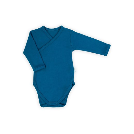 Bawełniane body kopertowe z długim rękawem - morskie ze sklepu 5.10.15 w kategorii Body niemowlęce - zdjęcie 169718676