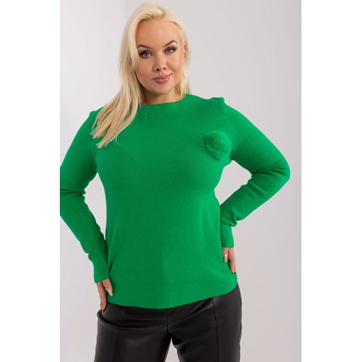 Casualowy sweter plus size z dzianiny zielony ze sklepu 5.10.15 w kategorii Swetry damskie - zdjęcie 169718697