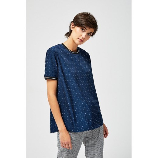Bluzka damska koszulowa - granatowa w kropki ze sklepu 5.10.15 w kategorii Bluzki damskie - zdjęcie 169718855