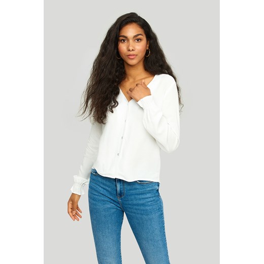 Wiskozowa bluzka damska na guziki - biała ze sklepu 5.10.15 w kategorii Bluzki damskie - zdjęcie 169719215