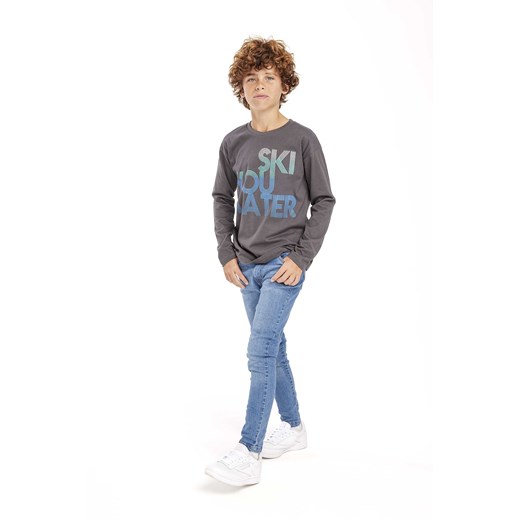 Ciemnoszara bawełniana bluzka chłopięca z nadrukiem ze sklepu 5.10.15 w kategorii T-shirty chłopięce - zdjęcie 169719346