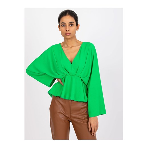 Elegancka bluzka damska z marszczeniami- zielona ze sklepu 5.10.15 w kategorii Bluzki damskie - zdjęcie 169719445