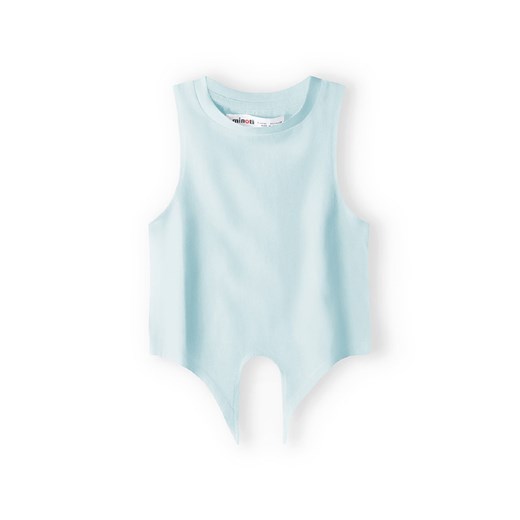 Błękitny top niemowlęcy bawełniany z wiązaniem na przodzie ze sklepu 5.10.15 w kategorii Koszulki niemowlęce - zdjęcie 169719518