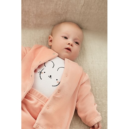 Różowa welurowa bluza niemowlęca rozpinana bez kaptura 5.10.15. 80 5.10.15