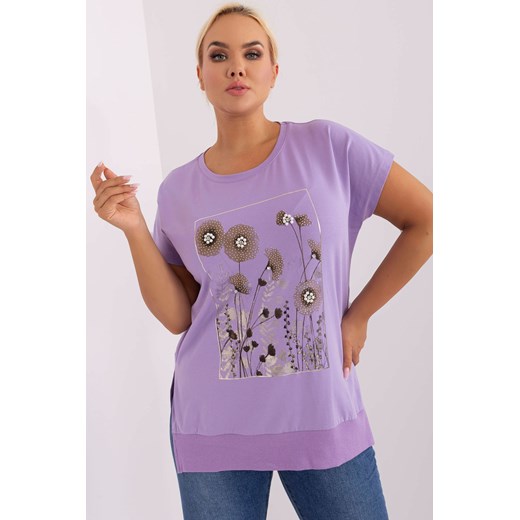Jasnofioletowa bluzka plus size z aplikacjami ze sklepu 5.10.15 w kategorii Bluzki damskie - zdjęcie 169719988