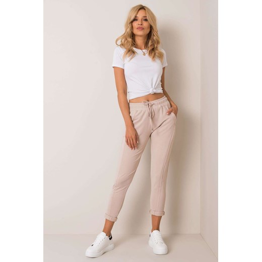 Beżowe damskie spodnie dresowe basic ze sklepu 5.10.15 w kategorii Spodnie damskie - zdjęcie 169720039