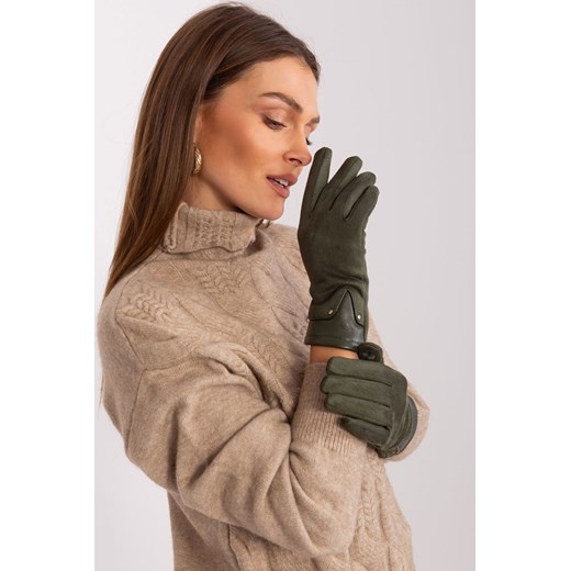 Dotykowe rękawiczki damskie khaki ze sklepu 5.10.15 w kategorii Rękawiczki damskie - zdjęcie 169720347