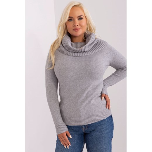 Szary sweter plus size z golfem ze sklepu 5.10.15 w kategorii Swetry damskie - zdjęcie 169720469