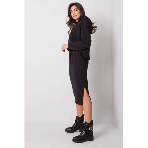 RUE PARIS Komplet damski - spódnica za kolano i bluza z kapturem - czarny ze sklepu 5.10.15 w kategorii Komplety i garnitury damskie - zdjęcie 169720815