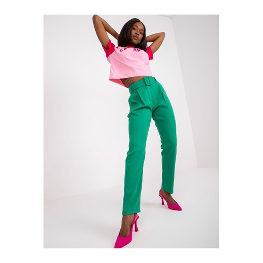Garniturowe spodnie dla kobiet - zielone Italy Moda XL 5.10.15