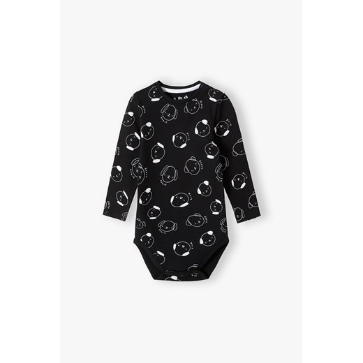 Czarne bawełniane body niemowlęce z długim rękawem ze sklepu 5.10.15 w kategorii Body niemowlęce - zdjęcie 169721335