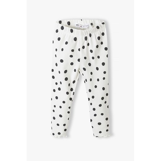Białe legginsy dla niemowlaka prążkowane w grochy ze sklepu 5.10.15 w kategorii Piżamy dziecięce - zdjęcie 169721477