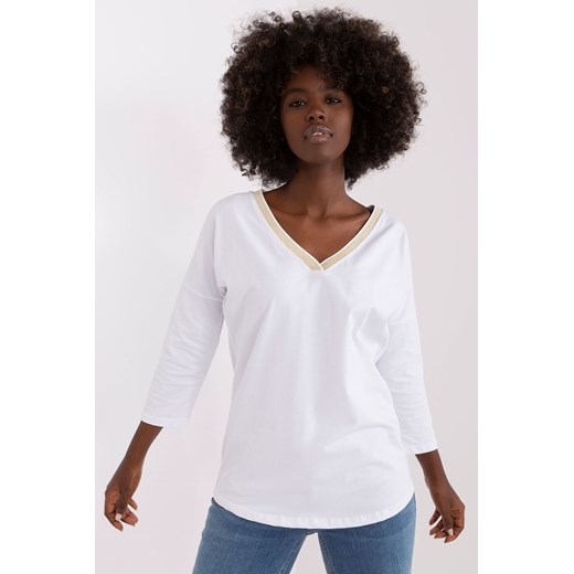 Biała bluzka oversize z dekoltem V RUE PARIS L/XL 5.10.15