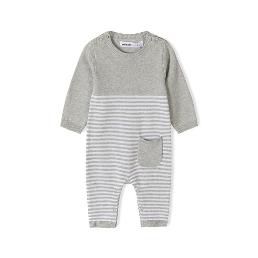 Szary sweterkowy pajac niemowlęcy w paski - Minoti ze sklepu 5.10.15 w kategorii Pajacyki - zdjęcie 169721566