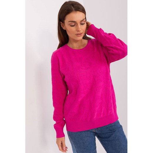 Fuksjowy damski sweter damski klasyczny we wzory ze sklepu 5.10.15 w kategorii Swetry damskie - zdjęcie 169721657