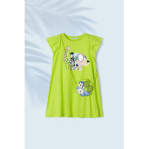 Sukienka z kieszonką dla dziewczynki Mayoral - zielona ze sklepu 5.10.15 w kategorii Sukienki dziewczęce - zdjęcie 169721678