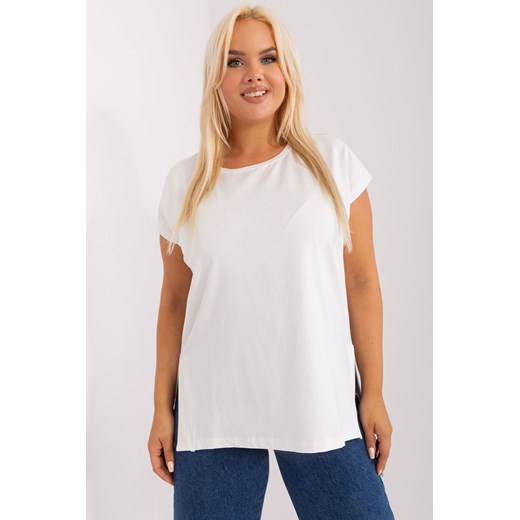 Ecru damska bluzka plus size z rozcięciami ze sklepu 5.10.15 w kategorii Bluzki damskie - zdjęcie 169721696