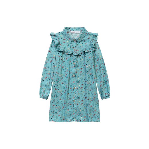 Niebieska rozpinana sukienka z kwiatowym wzorem ze sklepu 5.10.15 w kategorii Sukienki dziewczęce - zdjęcie 169721728