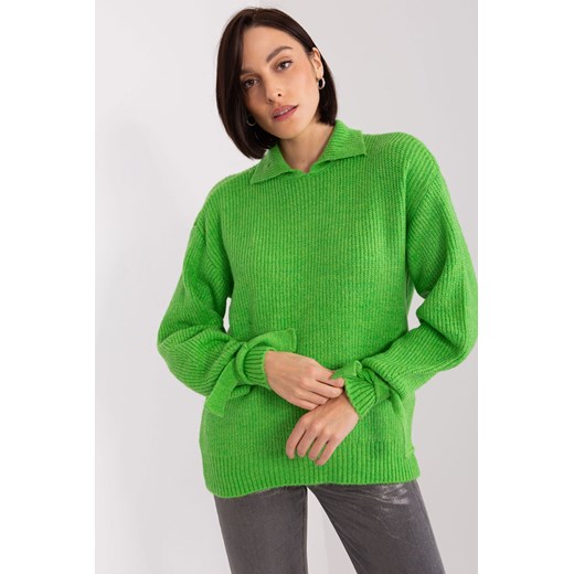 Jasnozielony sweter golf z wiązaniami na rękawach ze sklepu 5.10.15 w kategorii Swetry damskie - zdjęcie 169721747