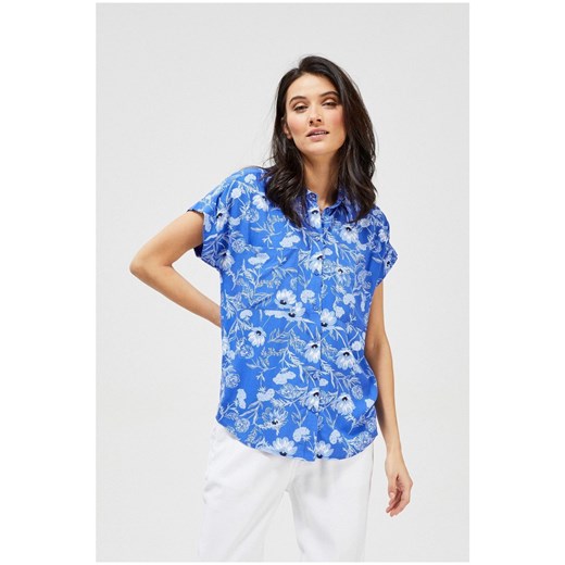 Bluzka damska z wiskozy w kwiaty - niebieska ze sklepu 5.10.15 w kategorii Koszule damskie - zdjęcie 169722017