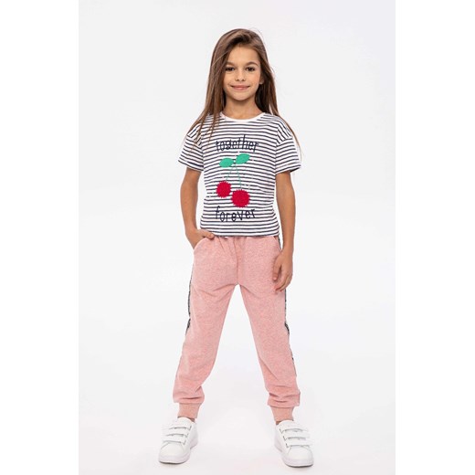 Koszulka dziewczęca bawełniana w paski- wiśnie ze sklepu 5.10.15 w kategorii Bluzki dziewczęce - zdjęcie 169722039