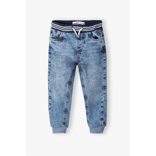 Jeansowe spodnie dla niemowlaka z wiązaniem ze sklepu 5.10.15 w kategorii Spodnie i półśpiochy - zdjęcie 169722106