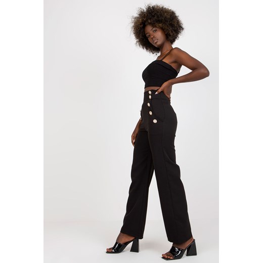 Spodnie damskie z ozdobnymi guzikami - czarne Italy Moda L 5.10.15