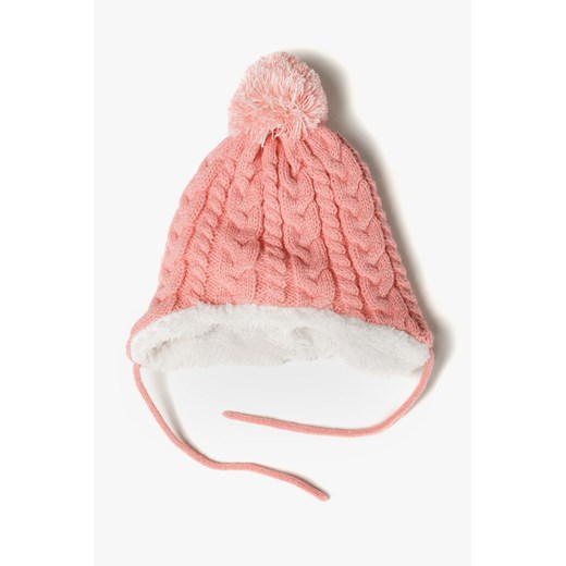 Zimowa czapka niemowlęca z pomponem - różowa ze sklepu 5.10.15 w kategorii Czapki dziecięce - zdjęcie 169722437