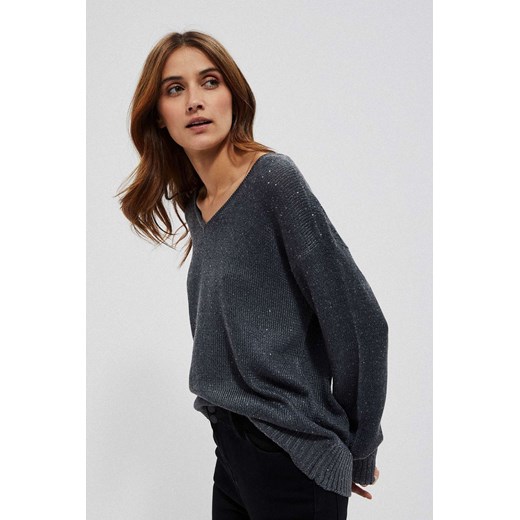 Damski sweter szary oversize z błyszczącymi cekinami ze sklepu 5.10.15 w kategorii Swetry damskie - zdjęcie 169722536