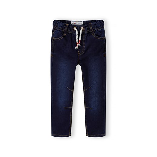 Ciemne jeansy ze ściągaczem oraz kieszeniami niemowlęce ze sklepu 5.10.15 w kategorii Spodnie i półśpiochy - zdjęcie 169722617