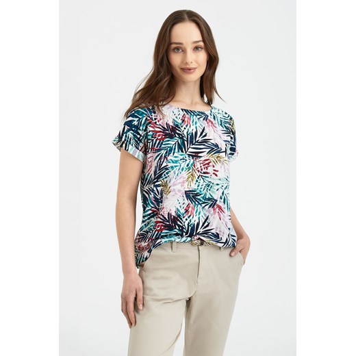 T-shirt damski z wiskozy z motywem roślinnym ze sklepu 5.10.15 w kategorii Bluzki damskie - zdjęcie 169722839