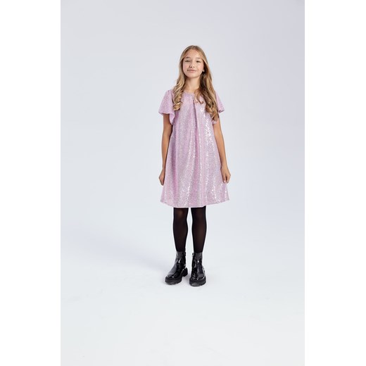 Elegancka różowa sukienka z cekinami dla małej dziewczynki - Limited Edition ze sklepu 5.10.15 w kategorii Sukienki dziewczęce - zdjęcie 169723136