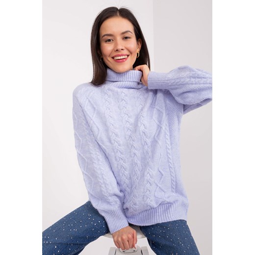 Damski sweter z warkoczami jasny fioletowy ze sklepu 5.10.15 w kategorii Swetry damskie - zdjęcie 169723219