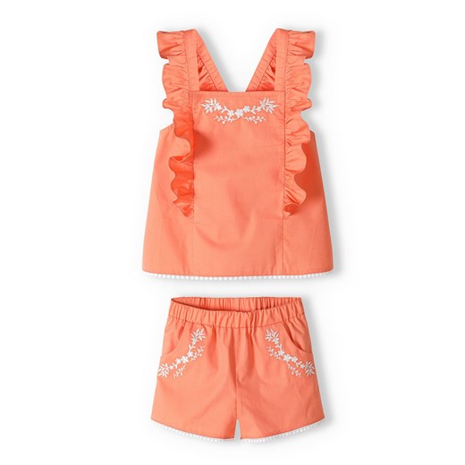 Pomarańczowy komplet niemowlęcy - bluzka na ramiączkach + spodenki ze sklepu 5.10.15 w kategorii Komplety niemowlęce - zdjęcie 169723557