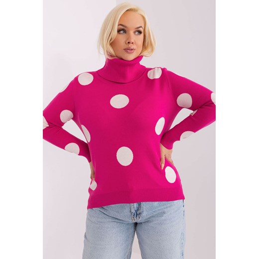Sweter plus size z długim rękawem fuksjowy ze sklepu 5.10.15 w kategorii Swetry damskie - zdjęcie 169723667