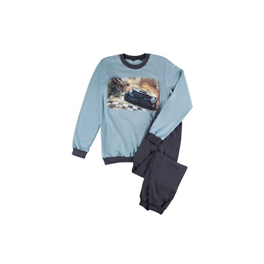 Chłopięca piżama niebiesko-szara z samochodem wyścigowym ze sklepu 5.10.15 w kategorii Piżamy dziecięce - zdjęcie 169723789
