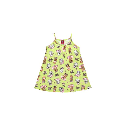 Limonkowa bawełniana sukienka niemowlęca na ramiączka Bee Loop 80 5.10.15
