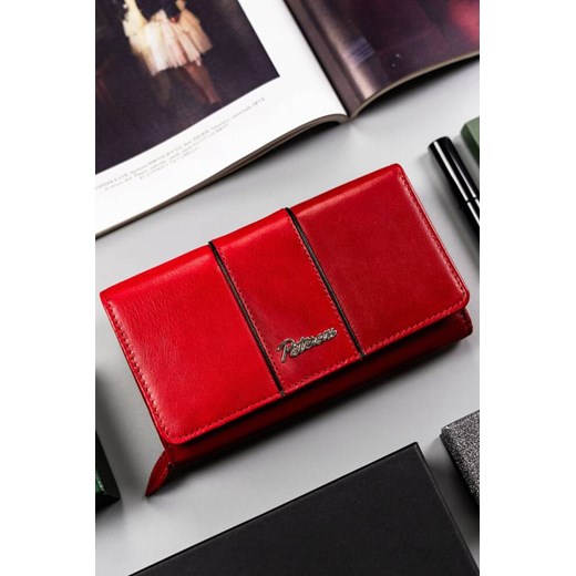 Czerwony duży, skórzany portfel damski na zatrzask — Peterson ze sklepu 5.10.15 w kategorii Portfele damskie - zdjęcie 169723929