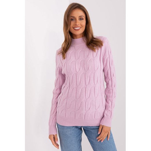 Damski sweter z warkoczami jasny fioletowy ze sklepu 5.10.15 w kategorii Swetry damskie - zdjęcie 169724157