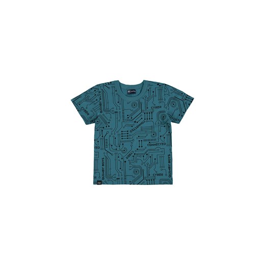 Niebieski bawełniany t-shirt chłopięcy we wzory Quimby 164 5.10.15