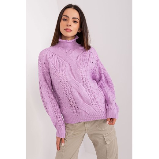 Jasnofioletowy sweter oversize z bufiastym rękawem ze sklepu 5.10.15 w kategorii Swetry damskie - zdjęcie 169724499