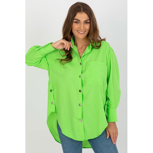 Jasnozielona rozpinana koszula z kieszenią ze sklepu 5.10.15 w kategorii Koszule damskie - zdjęcie 169724506