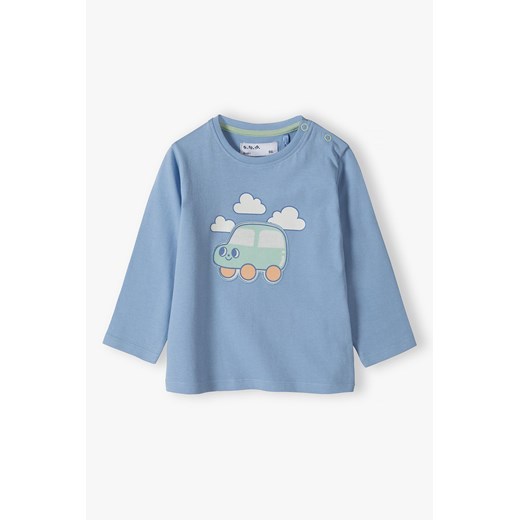 Niebieska bawełniana bluzka dla niemowlaka - Autko - 5.10.15. ze sklepu 5.10.15 w kategorii Kaftaniki i bluzki - zdjęcie 169724508