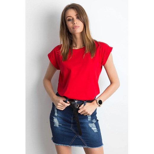 Gładki t-shirt damski czerwony ze sklepu 5.10.15 w kategorii Bluzki damskie - zdjęcie 169724615