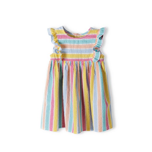 Wielokolorowa sukienka bawełniana z krótkim rękawem ze sklepu 5.10.15 w kategorii Sukienki niemowlęce - zdjęcie 169724917