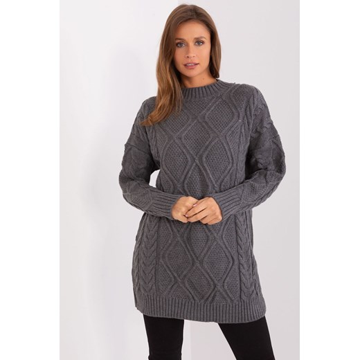 Dzianinowy sweter w warkocze ciemny szary ze sklepu 5.10.15 w kategorii Swetry damskie - zdjęcie 169724955