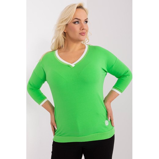 Gładka bluzka plus size ze ściągaczami jasny zielony ze sklepu 5.10.15 w kategorii Bluzki damskie - zdjęcie 169725016