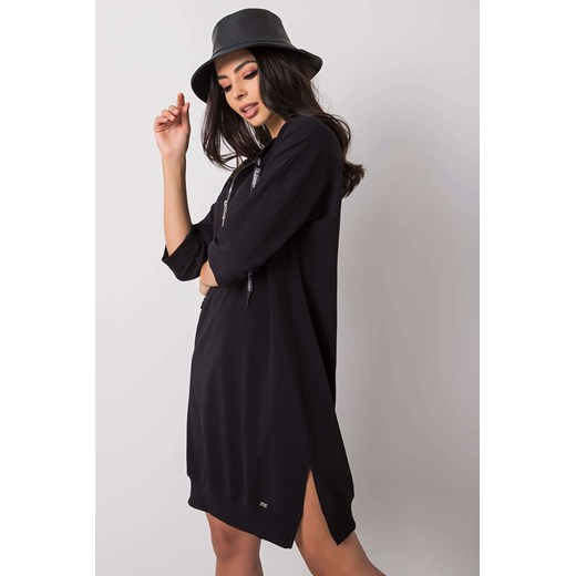 Czarna sukienka bawełniana z dzianiny dresowej ze sklepu 5.10.15 w kategorii Sukienki - zdjęcie 169725018